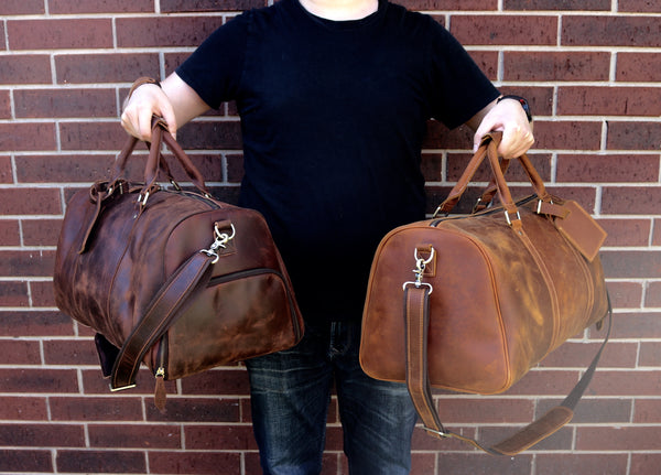 Leather Duffle Bag, Handmade Mens Leather Weekend Bag, Personalized Duffel Bag, Leather Holdall Bag, Leather Overnight Bag, Leather Gym Bag for Men