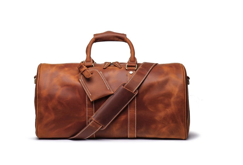 Full Grain Leather Duffle Bag, Large Travel Bag, Mens Leather Weekend Bag,  Personalized Outdoor Bag, Holdall Bag