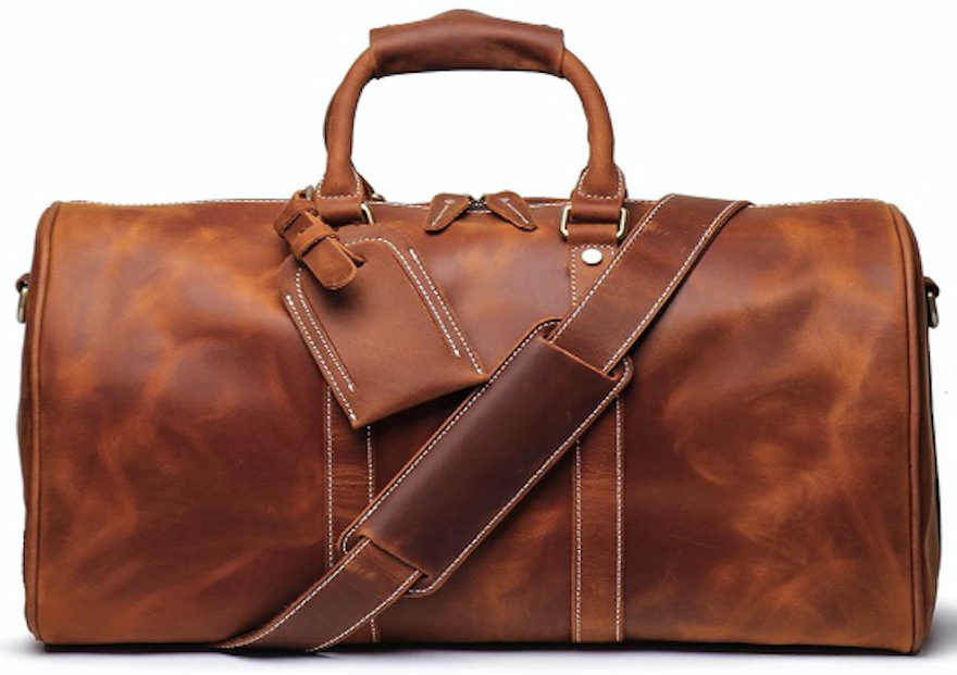 Leather Duffle Bag, Handmade Mens Leather Weekend Bag, Personalized Du