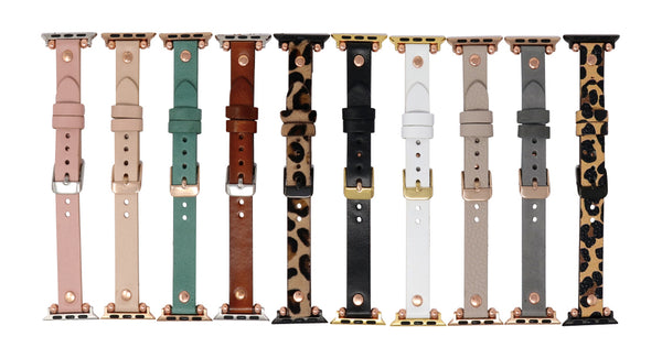 Apple Watch Band 38mm 40mm 42mm 44mm, Leather Watchband, Leopard Apple Watch Strap, iWatch Bracelet, Personalized Gift, Custom iWatch Band