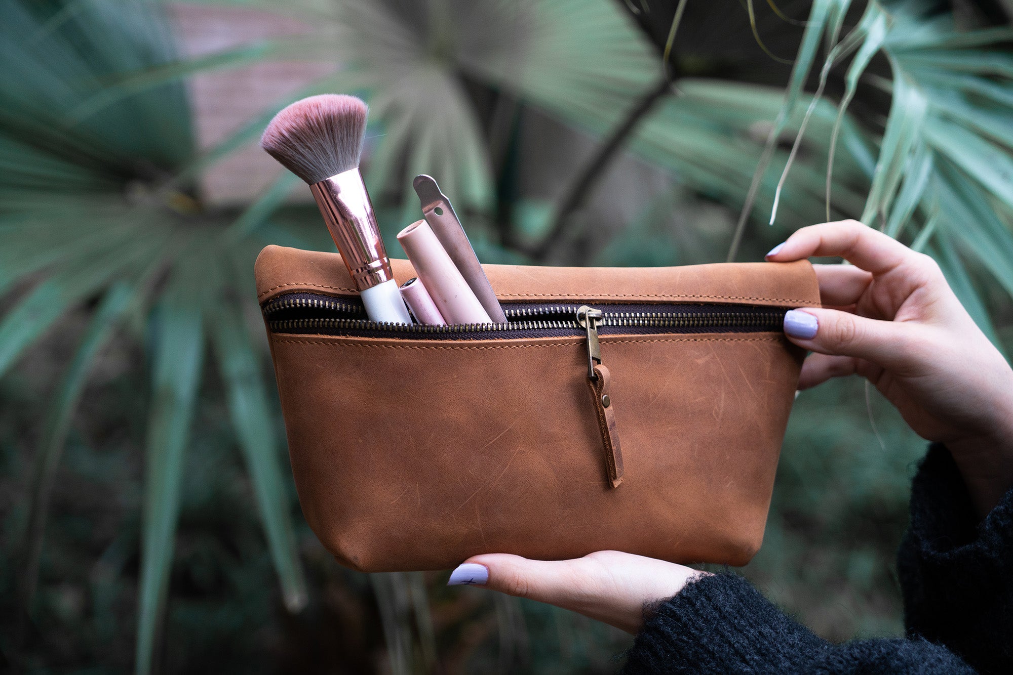 Makeup Kit Leather Make Up Bag Personalised Bags Amazon Elegant